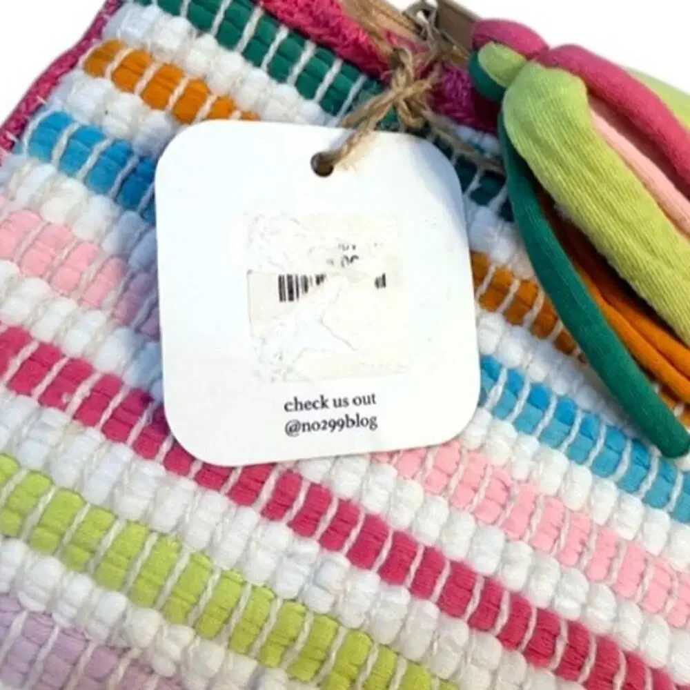 Shiraleah Chiara Multi Stripe Zip Pouch NWT Recycled Cotton Cosmetic Bag